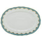 Hand-painted Herend Fish Scale Turquoise Platter in fine porcelain, 15in L X 11.5in W, on a white background