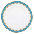 Hand-painted Herend Fish Scale Turquoise Service Plate in fine porcelain, 11in D, on a white background