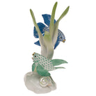 Hand-painted Herend Fish Sculpture Figurine in fine porcelain, 8.5in H, on a white background
