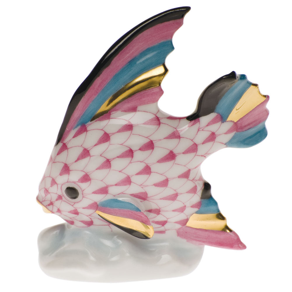 Fish Table Ornament Figurine in hand-painted Raspberry porcelain by Herend of Hungary