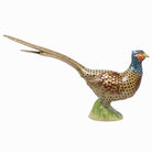 Hand-painted Herend Flamboyant Pheasant Figurine in fine porcelain, 14.25in L X 8.5in H, on a white background