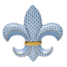 Fleur De Lis Paperweight in hand-painted Blue porcelain by Herend of Hungary