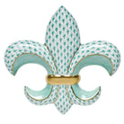 Fleur De Lis Paperweight in hand-painted Green porcelain by Herend of Hungary