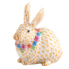 Butterscotch fishnet Flower Bunny Figurine figurine, hand-painted Herend porcelain with 24k gold accents