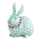 Flower Bunny Figurine in hand-painted Green porcelain by Herend of Hungary