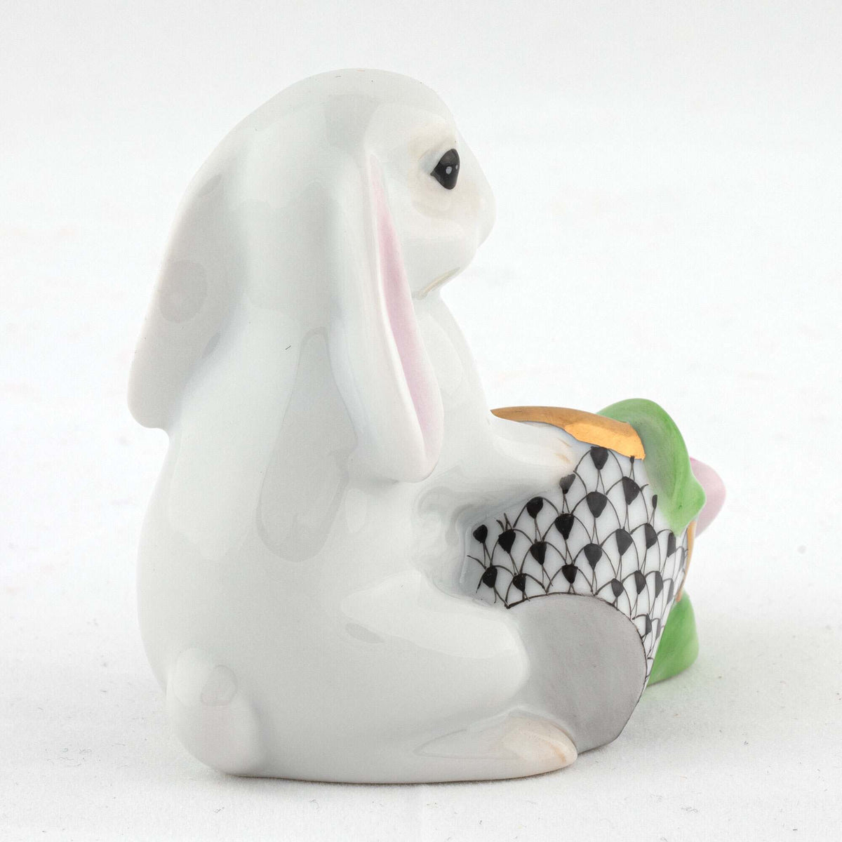 Herend Flowerpot Bunny Figurine – Black, alternate view