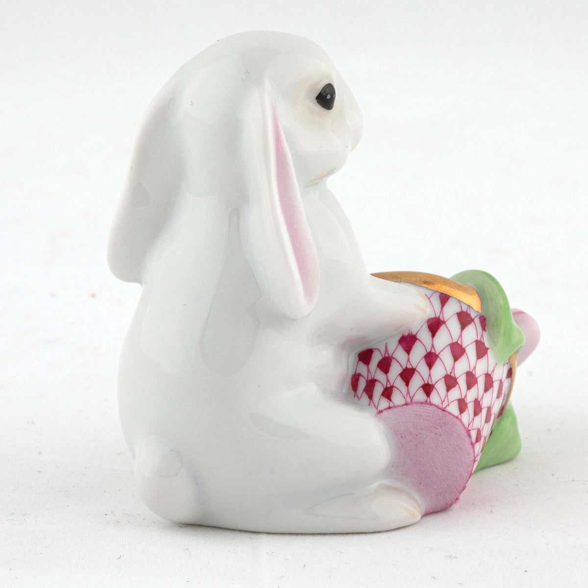 Herend Flowerpot Bunny Figurine – Raspberry, alternate view