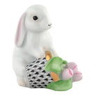 Black fishnet Flowerpot Bunny Figurine figurine, hand-painted Herend porcelain with 24k gold accents