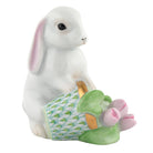 Herend Flowerpot Bunny Figurine porcelain figurine painted in the Key Lime fishnet pattern