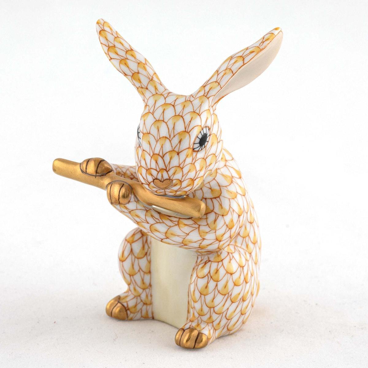 Herend Flute Bunny Figurine – Butterscotch, alternate view