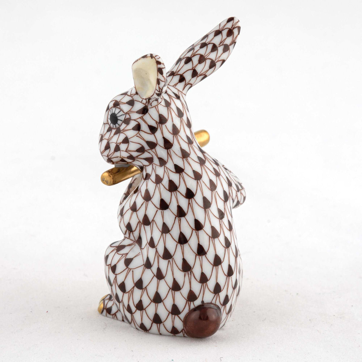 Herend Flute Bunny Figurine – Chocolate, alternate view