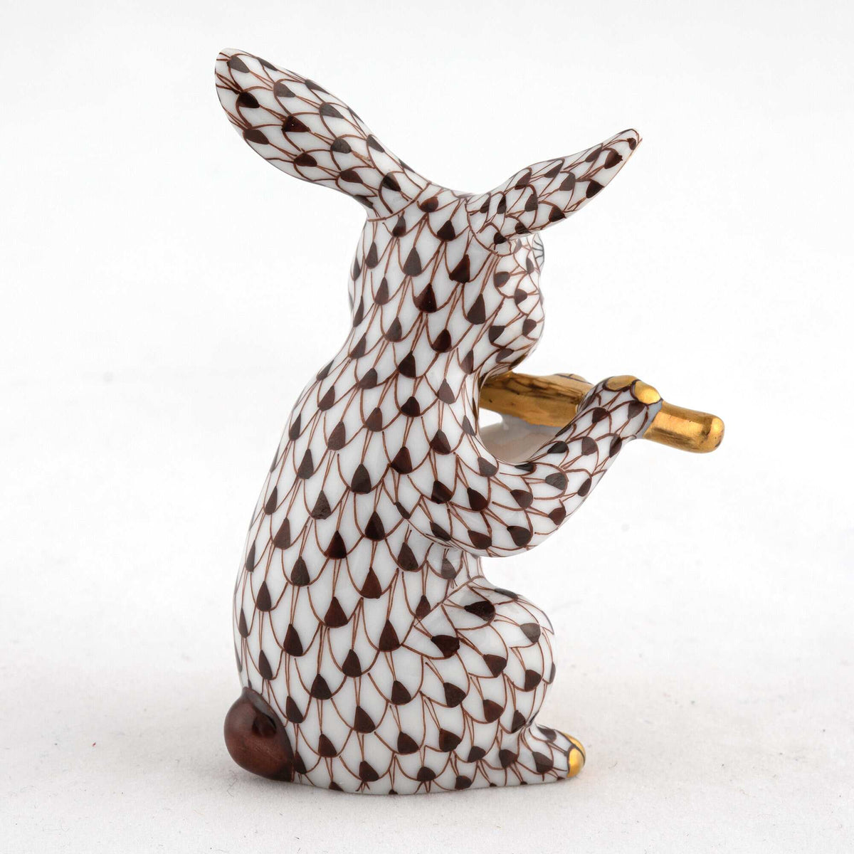 Herend Flute Bunny Figurine – Chocolate, alternate view