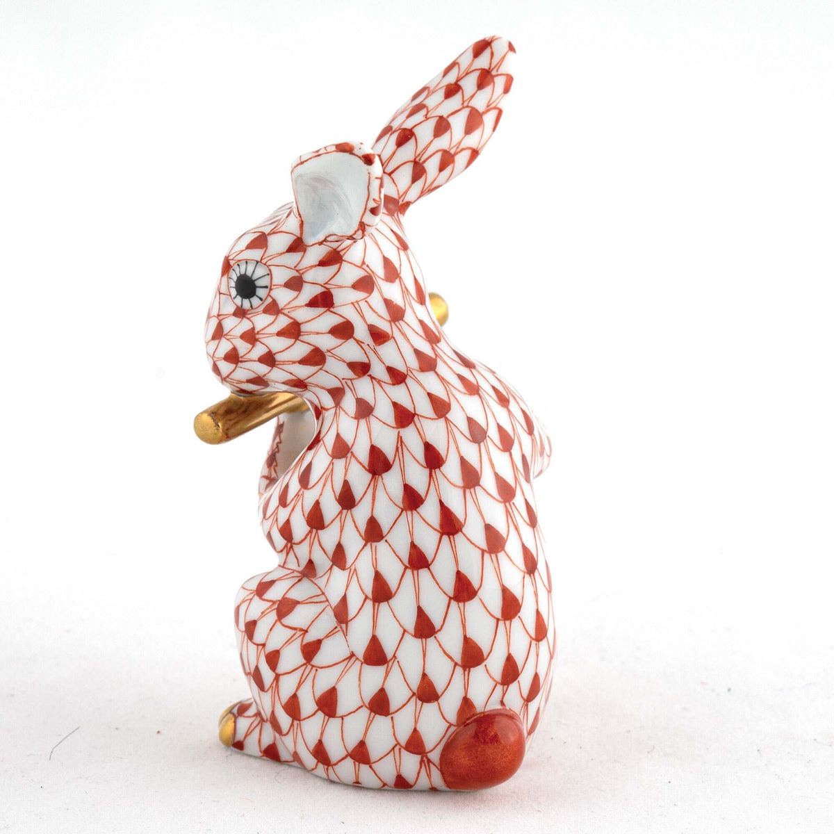 Herend Flute Bunny Figurine – Rust, alternate view