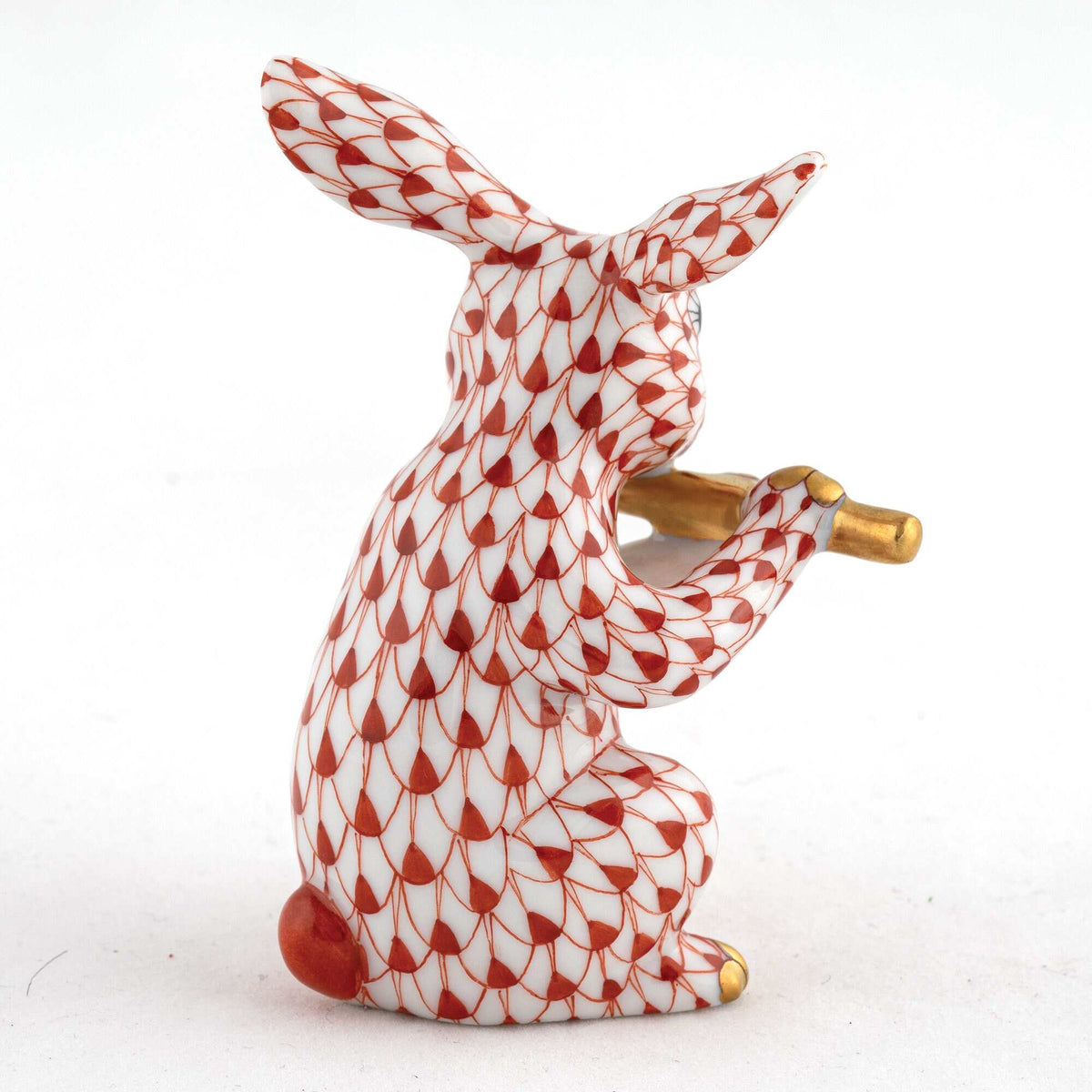 Herend Flute Bunny Figurine – Rust, alternate view