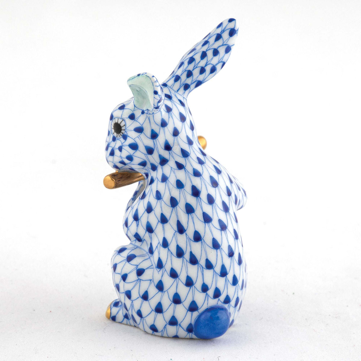 Herend Flute Bunny Figurine – Sapphire, alternate view