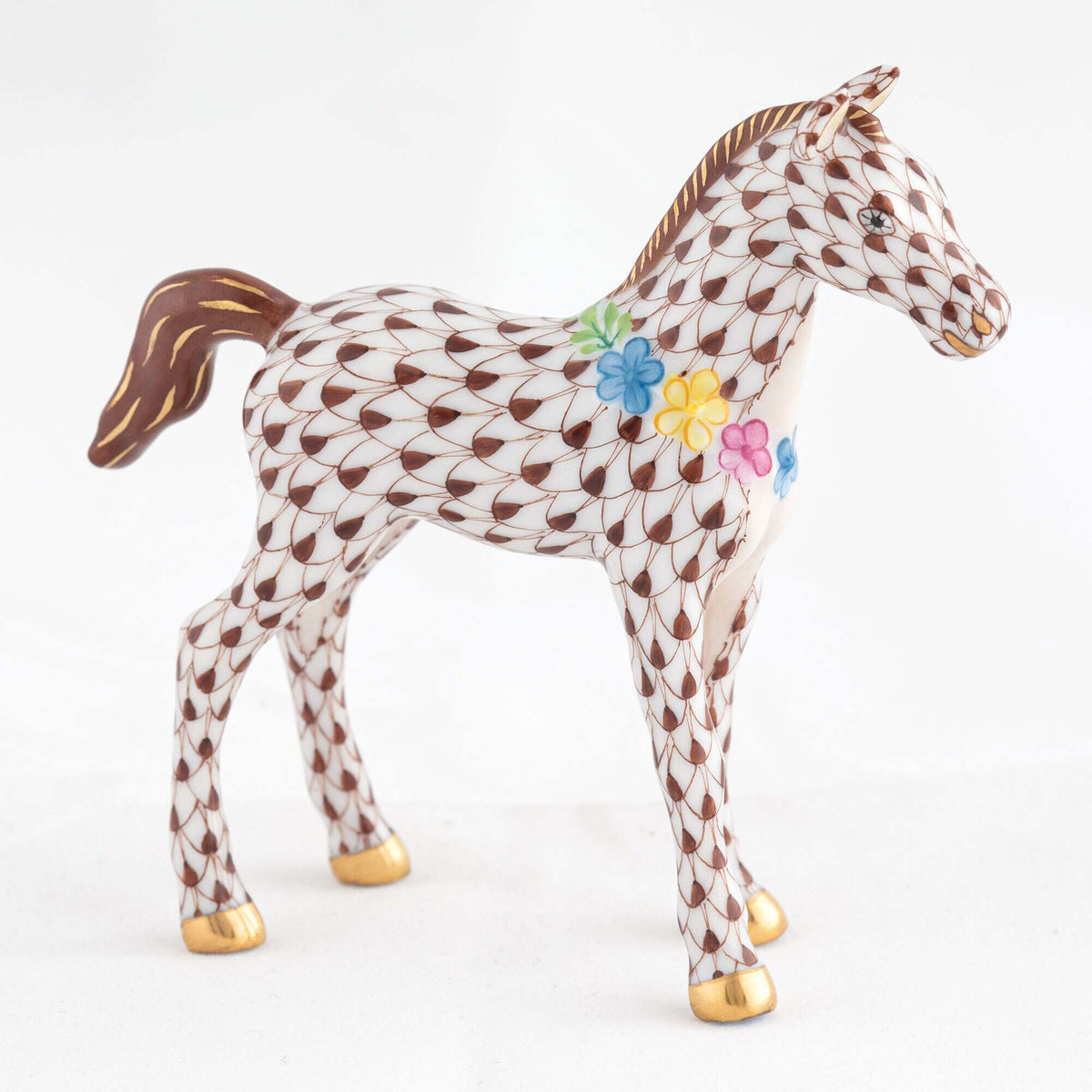 Herend Foal with Flowers Figurine – Chocolate, alternate view