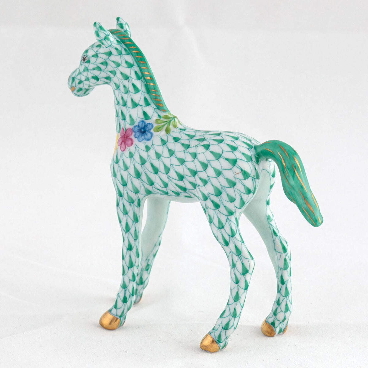 Herend Foal with Flowers Figurine – Green, alternate view
