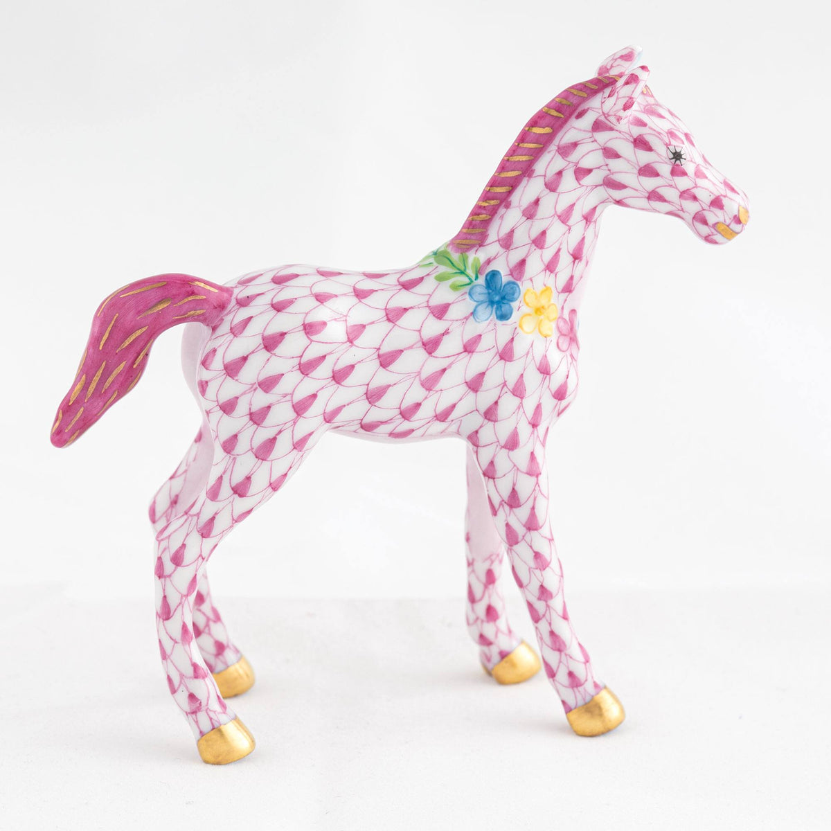 Herend Foal with Flowers Figurine – Raspberry, alternate view