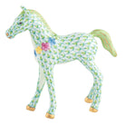 Herend Foal with Flowers Figurine porcelain figurine painted in the Key Lime fishnet pattern