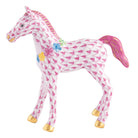 Herend Foal with Flowers Figurine porcelain figurine painted in the Raspberry fishnet pattern