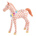 Foal with Flowers Figurine in hand-painted Rust porcelain by Herend of Hungary