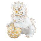 Hand-painted Herend Foo Dog Looking Left Figurine in fine porcelain, 7.5in L X 4in W X 7in H, on a white background