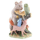 Hand-painted Herend Forest Friends Figurine in fine porcelain, 6.25in L X 5.25in W X 7.5in H, on a white background
