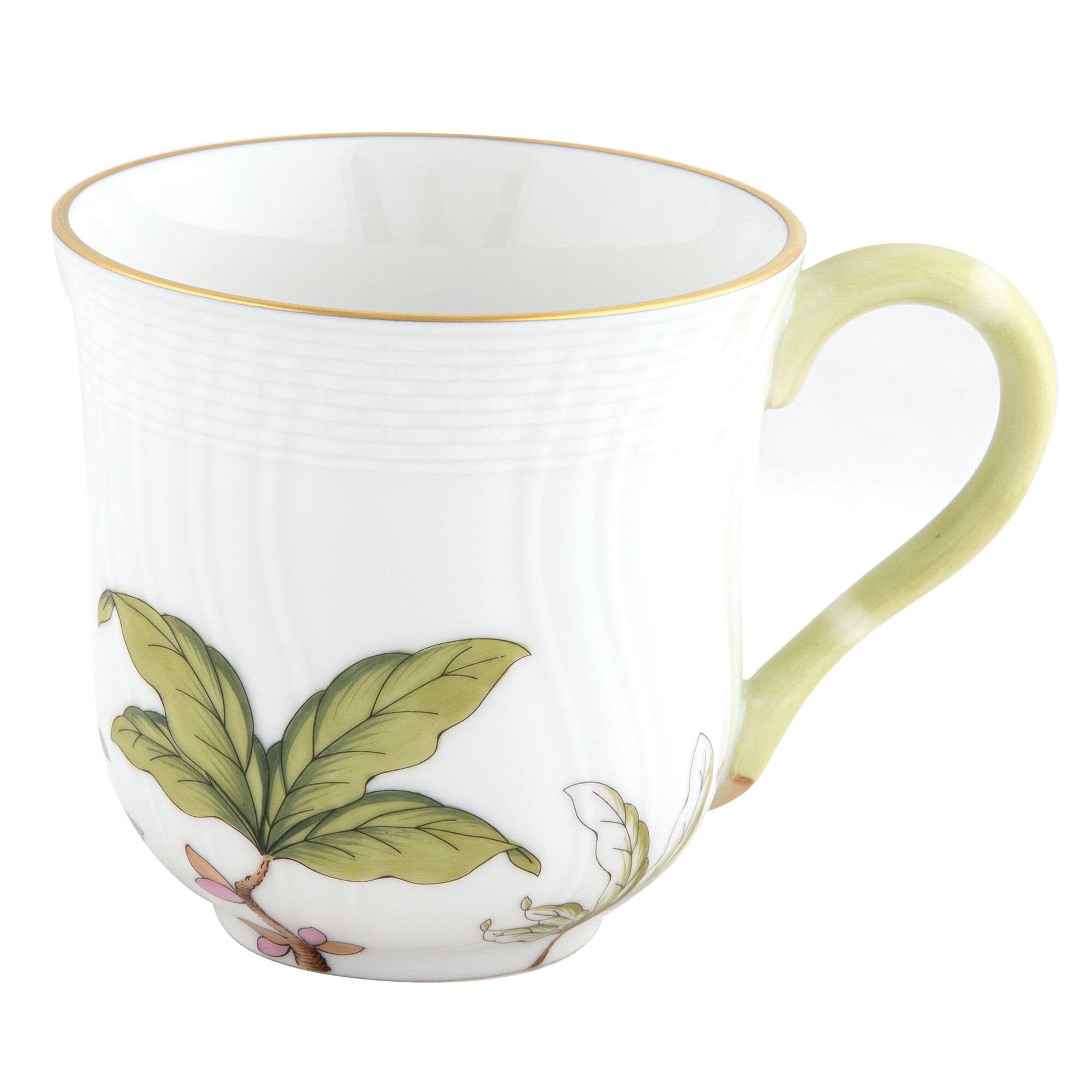 Hand-painted Herend Foret Garland Mug in fine porcelain, (10 OZ) 3.5in H, on a white background