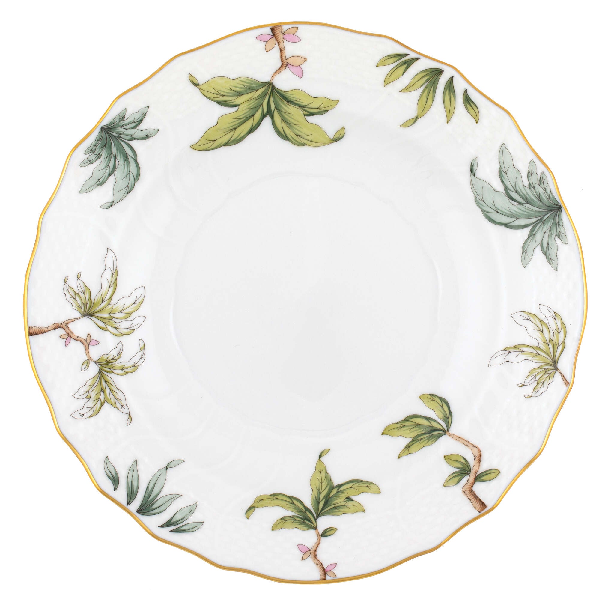 Hand-painted Herend Foret Garland Salad Plate in fine porcelain, 7.5in D, on a white background