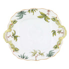Hand-painted Herend Foret Garland Square Cake Plate with Handles in fine porcelain, 9.5in SQ, on a white background