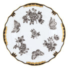 Hand-painted Herend Fortuna Black Salad Plate in fine porcelain, 7.5in D, on a white background