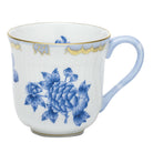Hand-painted Herend Fortuna Blue Mug in fine porcelain, (10 OZ) 3.5in H, on a white background