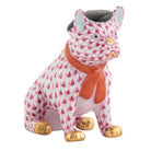 Raspberry fishnet French Frenchie Figurine figurine, hand-painted Herend porcelain with 24k gold accents