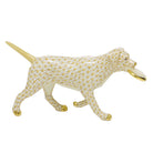 Butterscotch fishnet Frisbee Dog Figurine figurine, hand-painted Herend porcelain with 24k gold accents