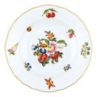 Hand-painted Herend Fruits and Flowers Dessert Plate in fine porcelain, 8.25in D,, Motif 7, on a white background