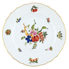 Hand-painted Herend Fruits and Flowers Dinner Plate in fine porcelain, 10.5in D,, Motif 3, on a white background
