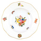 Hand-painted Herend Fruits and Flowers Rim Soup Plate Soup Plates & Rimmed Soup Bowl in fine porcelain, 8in D,, Motif 2, on a white background