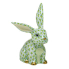 Herend Funny Bunny Figurine porcelain figurine painted in the Key Lime fishnet pattern