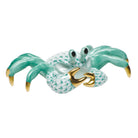 Green fishnet Ghost Crab Figurine figurine, hand-painted Herend porcelain with 24k gold accents