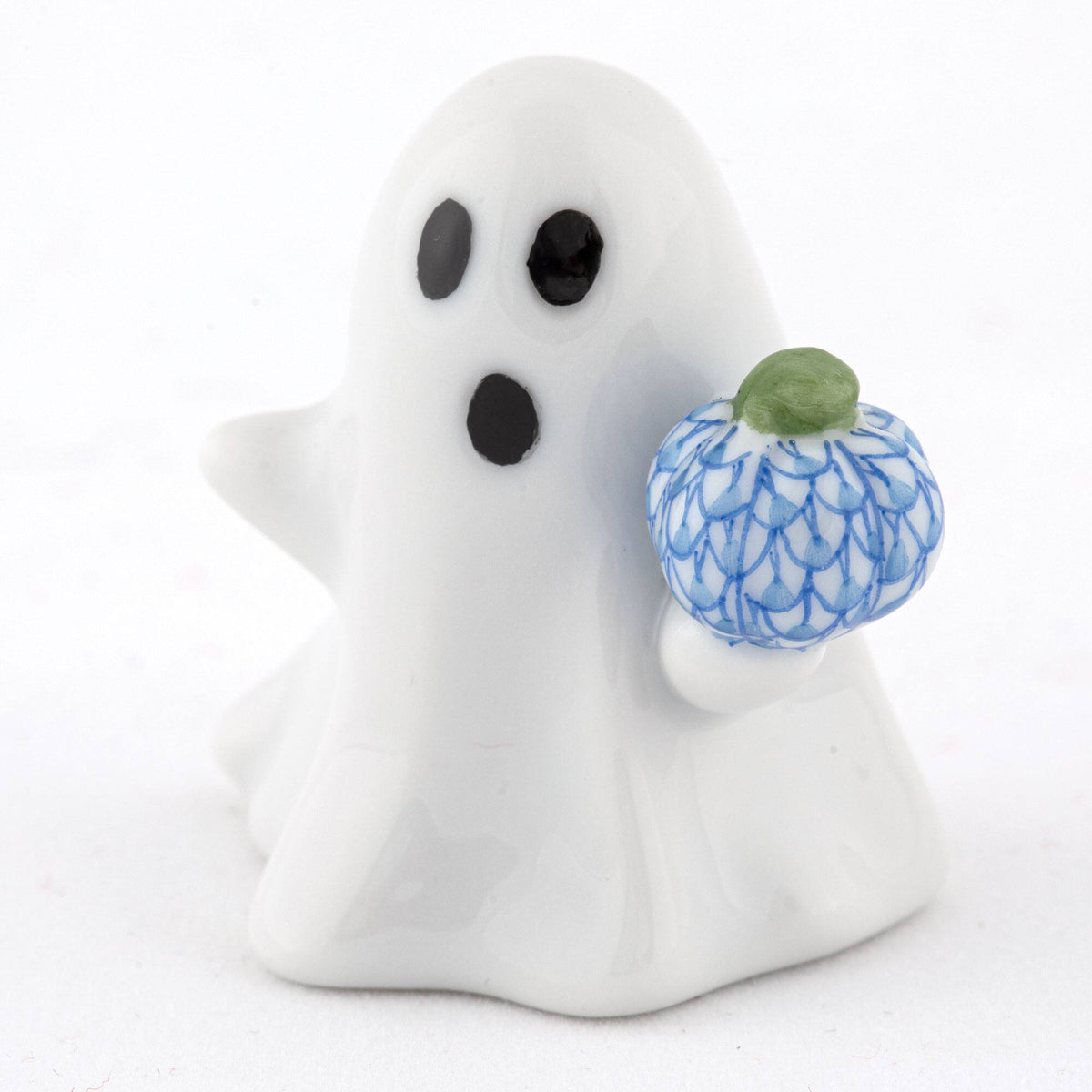 Herend Ghost with Pumpkin Figurine – Blue, alternate view