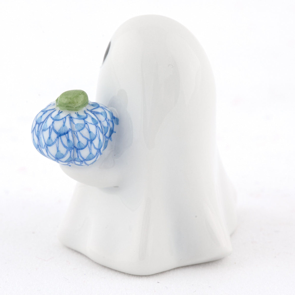 Herend Ghost with Pumpkin Figurine – Blue, alternate view