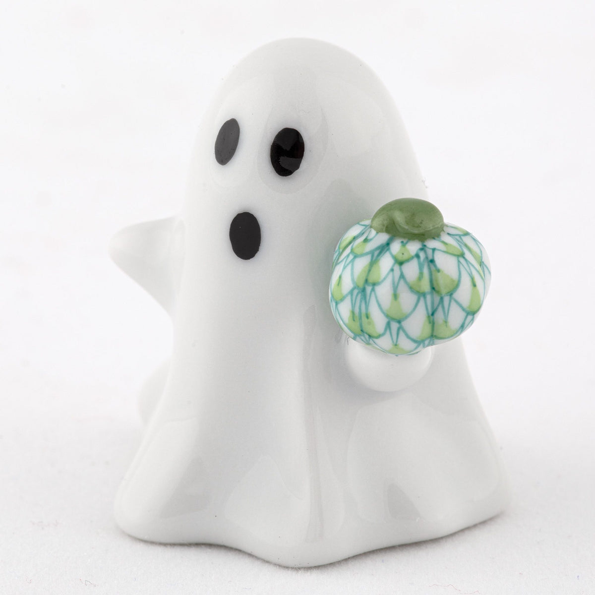 Herend Ghost with Pumpkin Figurine – Key Lime, alternate view