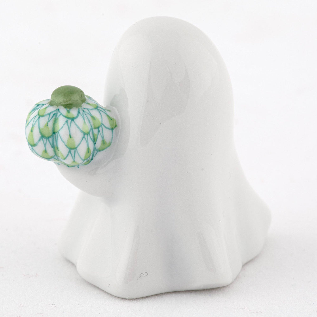 Herend Ghost with Pumpkin Figurine – Key Lime, alternate view