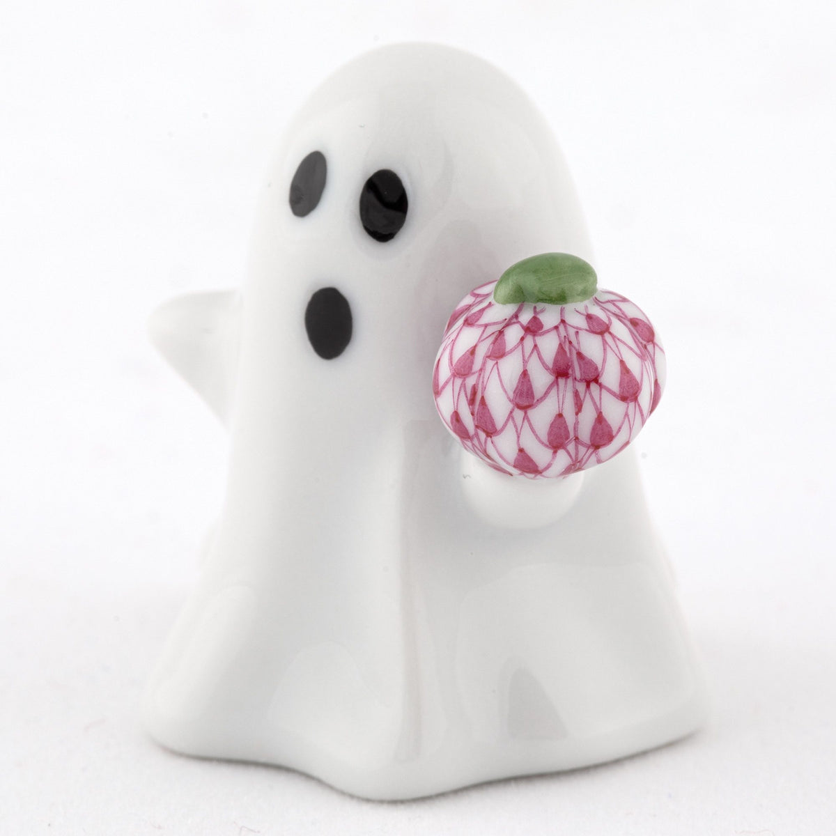 Herend Ghost with Pumpkin Figurine – Raspberry, alternate view