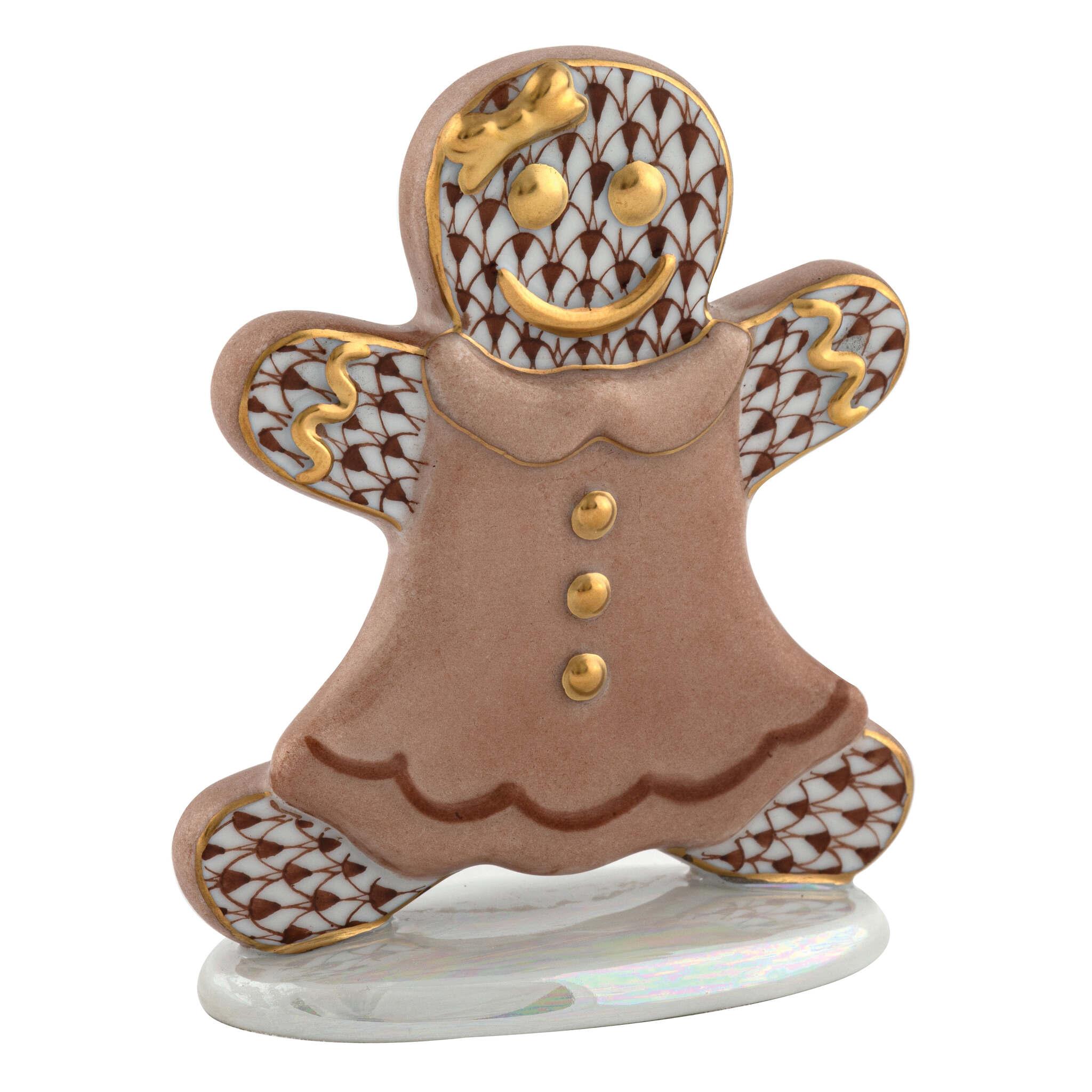 Gingerbread Girl Figurine in hand-painted Chocolate porcelain by Herend of Hungary