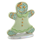 Herend Gingerbread Girl figurine in Keylime with key lime green fishnet pattern with gold accents on a white background