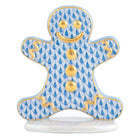 Herend Gingerbread Man Figurine porcelain figurine painted in the Blue fishnet pattern