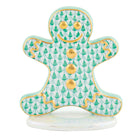 Hand-painted Herend Gingerbread Man Figurine in Green fishnet porcelain on a white background
