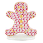 Raspberry fishnet Gingerbread Man Figurine figurine, hand-painted Herend porcelain with 24k gold accents