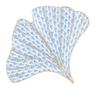 Hand-painted Herend Ginkgo Leaf Figurine in Blue fishnet porcelain on a white background